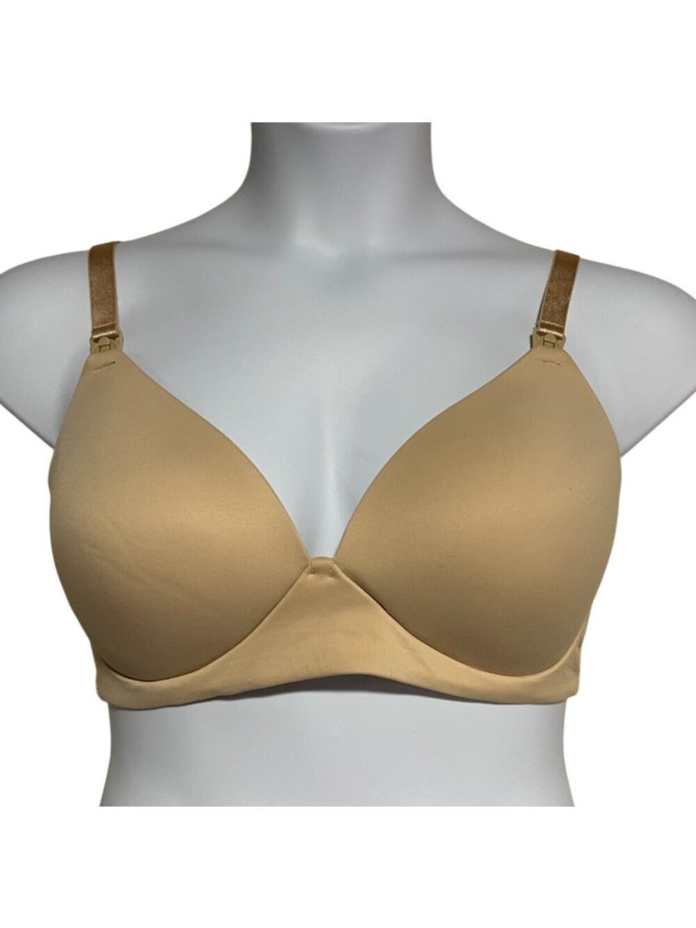 Auden 38D Lightly Lined Wire-Free Nursing Bra Beige Adjustable Straps